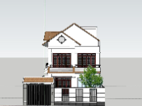 Sketchup Nhà phố 2 tầng 7x20m đẹp