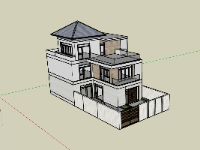 Sketchup nhà phố 3 tầng 10x14m