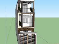 Sketchup Nhà phố 3 tầng 4x29m đẹp