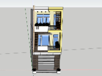 Sketchup Nhà phố 3 tầng 5x15.7m