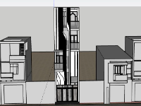 Sketchup Nhà phố 4 tầng 4x12.8m