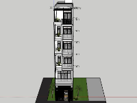 Sketchup Nhà phố 6 tầng 3.7x13m