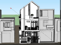 Nhà phố 3 tầng,Model su nhà phố 3 tầng,sketchup nhà phố 3 tầng