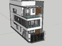 nhà phố 3 tầng,Thiết kế nhà phố,file sketchup nhà phố,mẫu nhà hiện đại