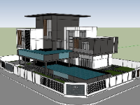 Thiết kế mẫu biệt thự 3 tầng sketchup