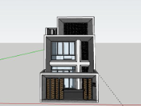 Thiết kế mẫu Nhà phố 2 tầng 6.5x21.5m sketchup