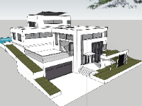 Thiết kế model sketchup biệt thự 2 tầng đẹp 2024