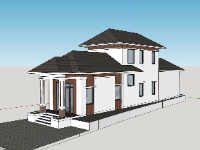 Thiết kế nhà 2 tầng sketchup 5.1x21.5m