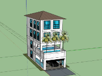 Thiết kế Nhà phố 4 tầng 5x12m model sketchup