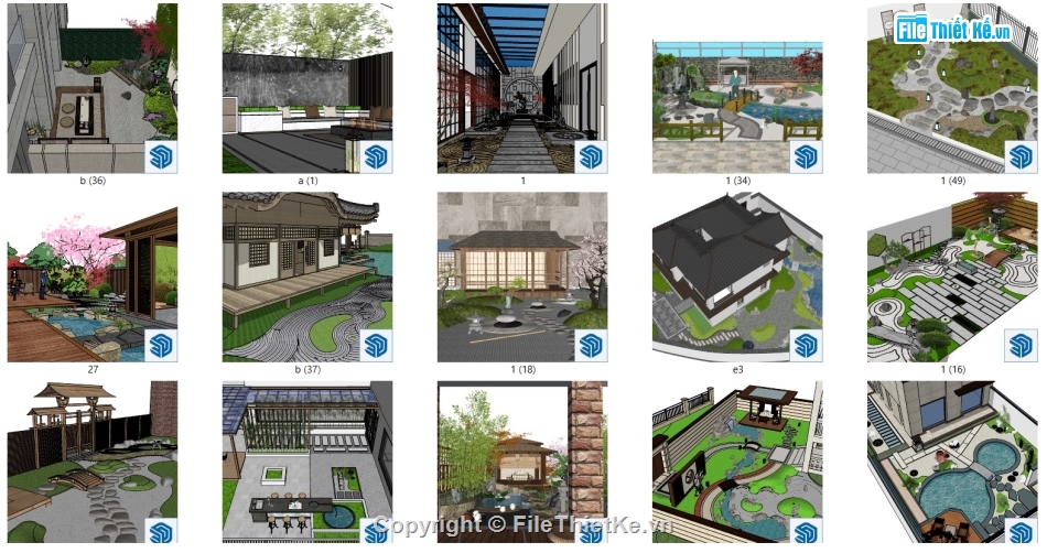 sketchup tiểu cảnh sân vườn,tiểu cảnh sân vườn,file sketchup tiểu cảnh,cảnh quan sân vườn