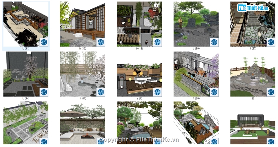 sketchup tiểu cảnh sân vườn,tiểu cảnh sân vườn,file sketchup tiểu cảnh,cảnh quan sân vườn