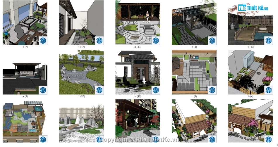 sketchup tiểu cảnh sân vườn,tiểu cảnh sân vườn,file sketchup tiểu cảnh,cảnh quan sân vườn