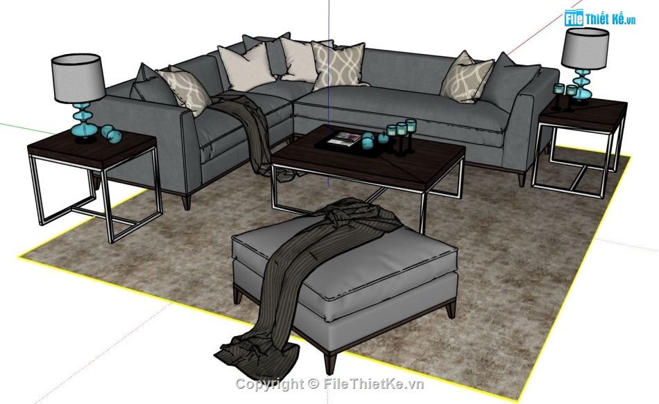 sofa phòng khách,sketchup phòng khách,phòng khách 3d,mẫu phòng khách