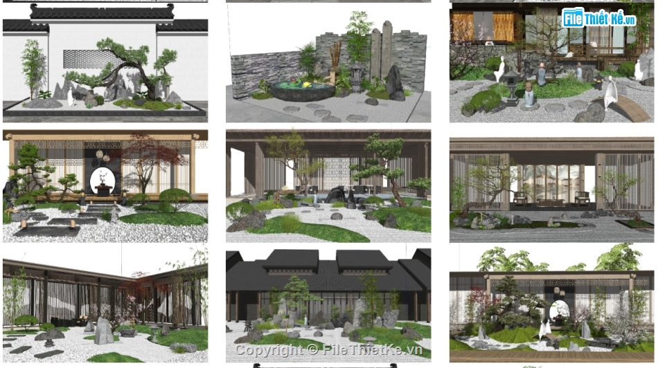 sketchup nhà vườn,Sketchup sân vườn,cảnh quan sân vườn,model sketchup tiểu cảnh sân vườn,tiểu cảnh nhật,sân vườn  nhật