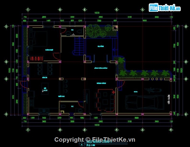 Bản Vẽ Cad Biệt Thự Chữ L 2 Tầng Hạng Mục Mặt Bằng