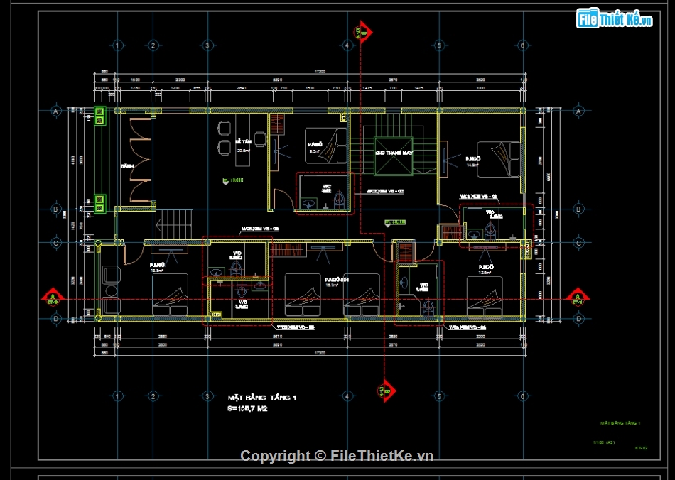 bản vẽ cad nhà nghỉ,bản vẽ nhà nghỉ 2 tầng,bản vẽ nhà nghỉ