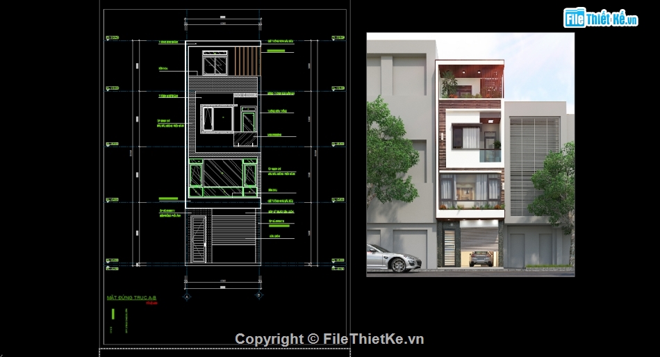 nhà phố 3 tầng,thiết kế nhà phố,file su nhà phố 3 tầng,sketchup nhà phố 3 tầng