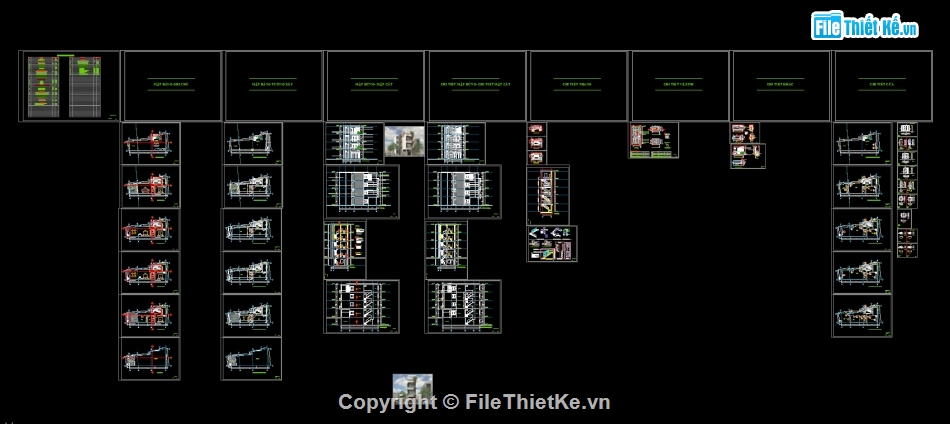 nhà 4 tầng,bản vẽ nhà phố 4 tầng,file cad nhà phố 4 tầng