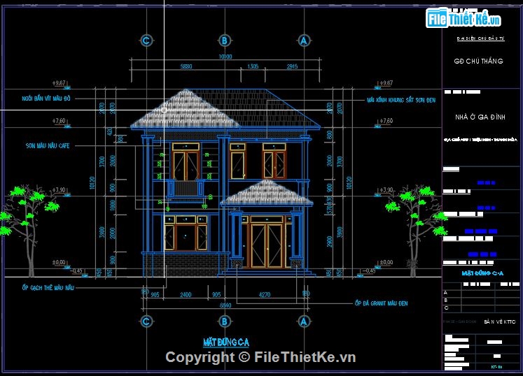 biệt thự 2 tầng,file cad biệt thự 2 tầng,cad biệt thự 2 tầng,Bản vẽ autocad biệt thự 2 tầng