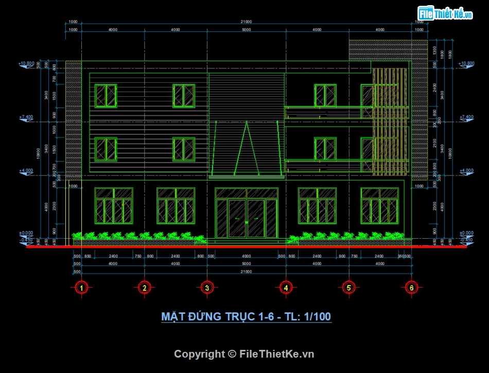 Nhà văn phòng file cad,Nhà ăn và nhà văn phòng,Nhà văn phòng 8.5x21m,Nhà ăn 10x18m,File cad nhà văn phòng