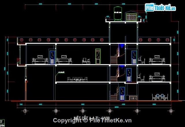 Thiết kế nhà phố,Bản vẽ nhà phố,nhà phố 4 x 13m,nhà phố đẹp