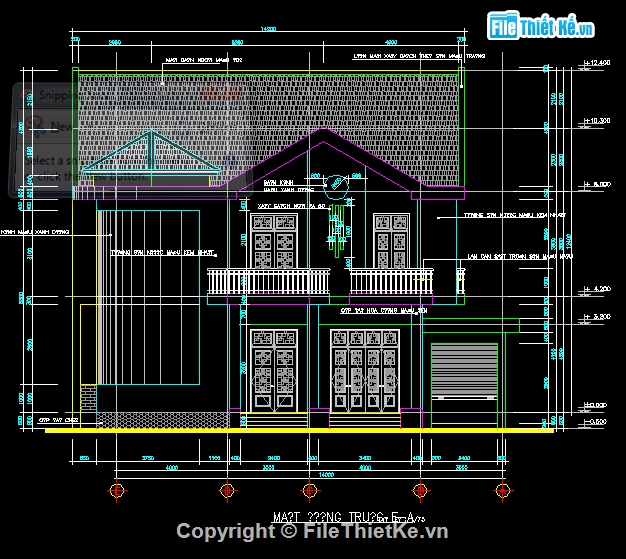 Biệt thự,Biệt thự kích thước 14x18m,Bản vẽ kiến trúc biệt thự