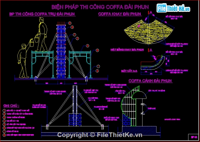 Đài phun nước,thi công đường,đường nước,bản vẽ đường nước,biện pháp thi công Đài phun nước