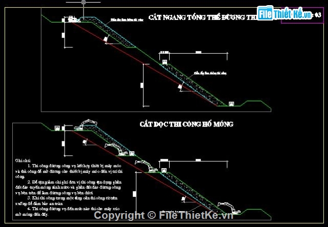 bản vẽ biện pháp thi công,Biện pháp thi công,Bản vẽ biện pháp thi công dốc nước