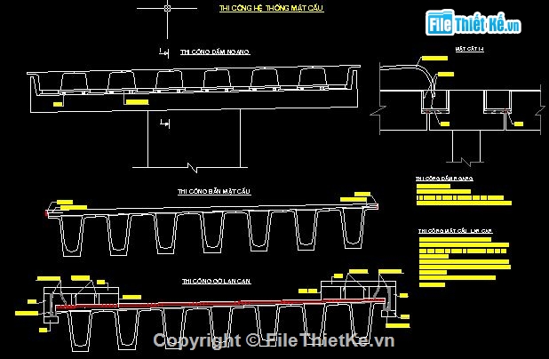 lao lắp cầu dầm super T,mặt bằng bố trí công trường thi công cầu,bản vẽ cad biện pháp lao lắp dầm