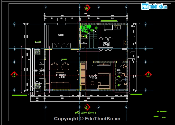 biệt thự 2 tầng,cad biệt thự,Bản vẽ chi tiết