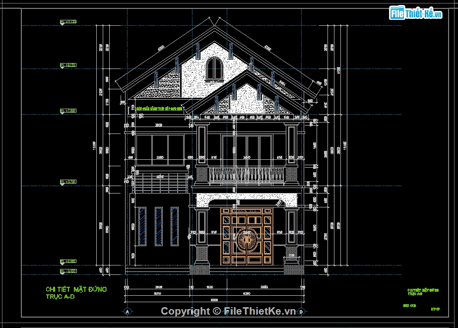 biệt thự 2 tầng,cad biệt thự,Bản vẽ chi tiết