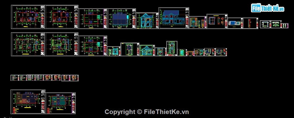 Bản vẽ Biệt thự 2 tầng,hồ sơ biệt thự 2 tầng mái thái,Nhà biệt thự 2 tầng,Biệt thự 2 tầng 8.5x14m,mẫu biệt thự 2 tầng