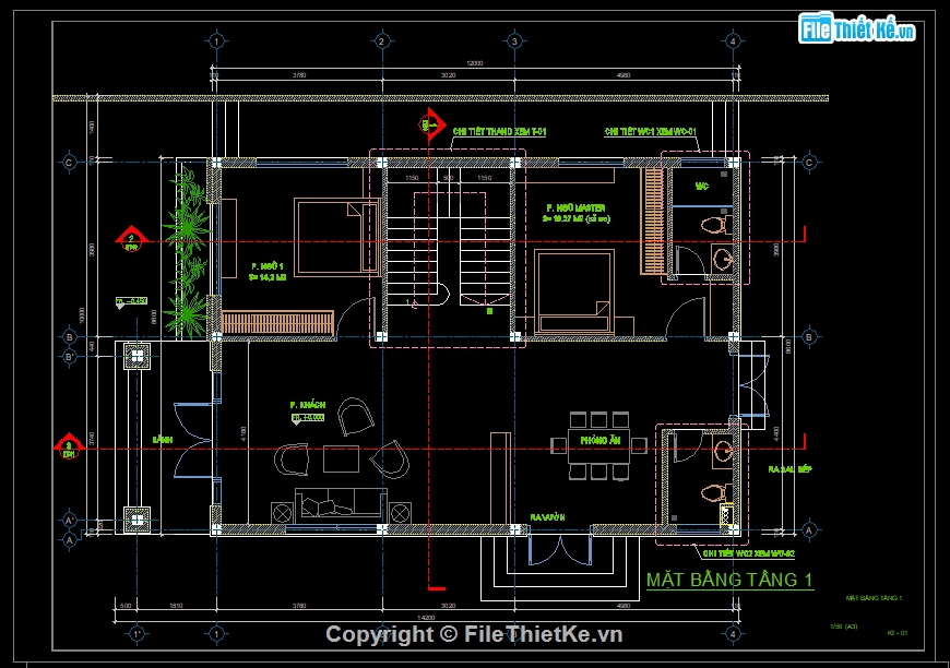 biệt thự 2 tầng,bản vẽ cad,kiến trúc biệt thự