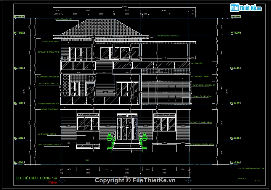 biệt thự hiện đại,biệt thự 3 tầng,file cad biệt thự 3 tầng,biệt thự 3 tầng file cad