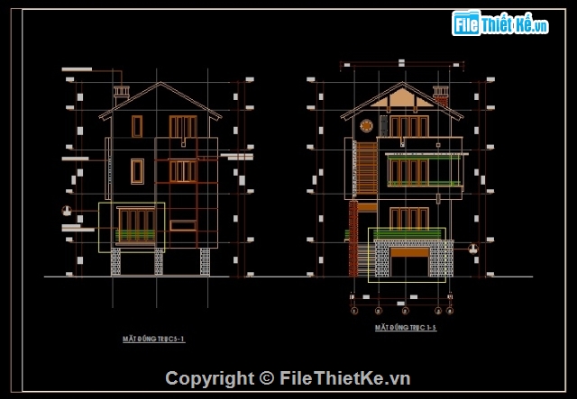 bản vẽ biệt thự 4 tầng kích thước 8x15.5,biệt thự 8x15.5 cao 4 tầng phong cách hiện đại,biệt thự 4 tầng phong cách hiện đại KT8x15.5m