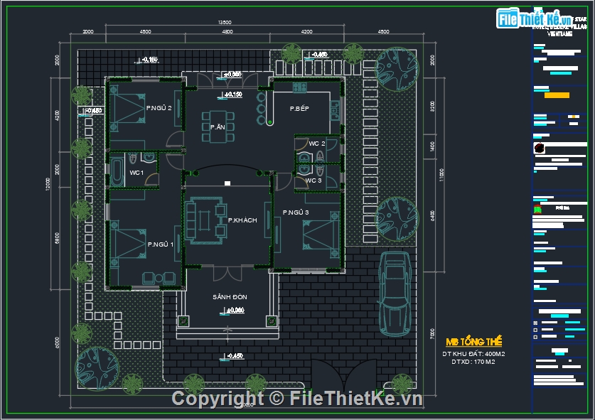 biệt thự mái thái,Bản vẽ biệt thự mái thái đẹp,Bản vẽ mái thái