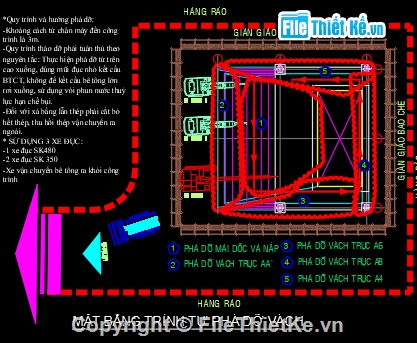 biện pháp phá dỡ nhà cao tầng,Bản vẽ cad biện pháp đục bê tông phá bỏ nhà cao tầ,đục bê tông nhà