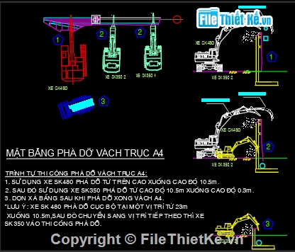 biện pháp phá dỡ nhà cao tầng,Bản vẽ cad biện pháp đục bê tông phá bỏ nhà cao tầ,đục bê tông nhà