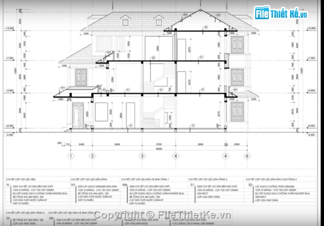 Biệt thự 3 tầng,Biệt thự 3 tầng 9.7x19.5m,bản vẽ cad biệt thự 3 tầng,Biệt thự 3 tầng cộng phối cảnh