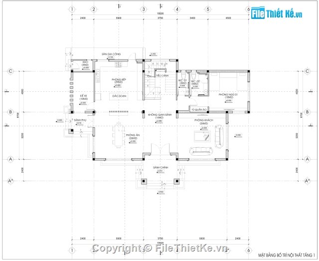 Biệt thự 3 tầng,Biệt thự 3 tầng 9.7x19.5m,bản vẽ cad biệt thự 3 tầng,Biệt thự 3 tầng cộng phối cảnh