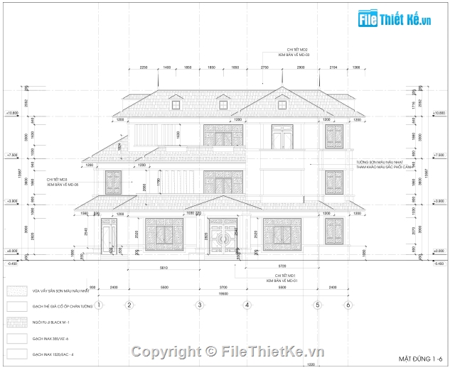 Biệt thự 3 tầng,Biệt thự 3 tầng 9.7x19.5m,bản vẽ cad biệt thự 3 tầng,Biệt thự 3 tầng cộng phối cảnh