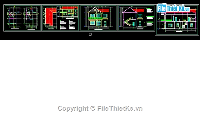 Bản vẽ,Biệt thự,kiến trúc 2 tầng,kiến trúc tầng mái,2 tầng mái thái,kiến trúc  nhà 2 tầng