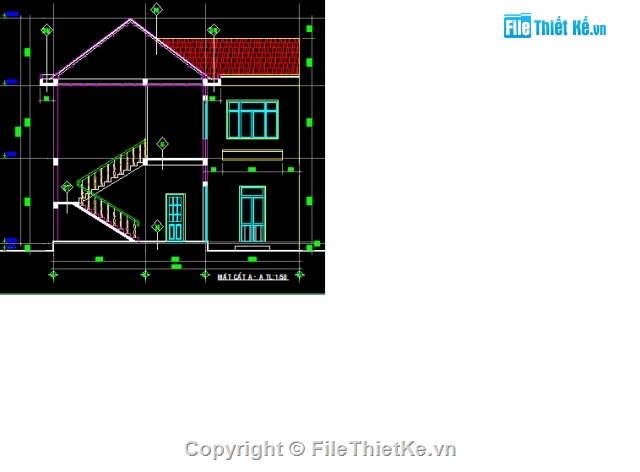 Bản vẽ,Biệt thự,kiến trúc 2 tầng,kiến trúc tầng mái,2 tầng mái thái,kiến trúc  nhà 2 tầng