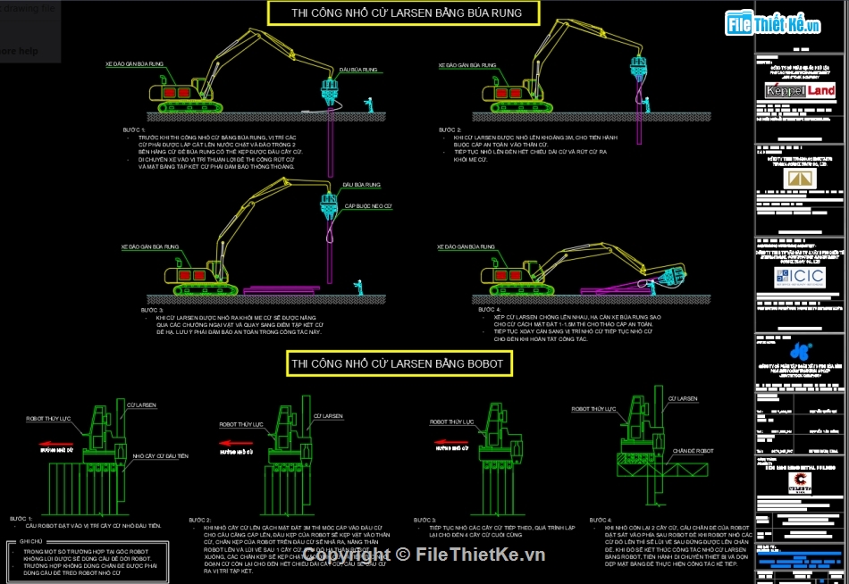 Bản vẽ  cad biện pháp thi công,cừ larsen,Bản vẽ thi công