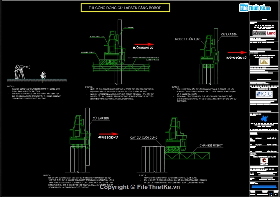 Bản vẽ  cad biện pháp thi công,cừ larsen,Bản vẽ thi công