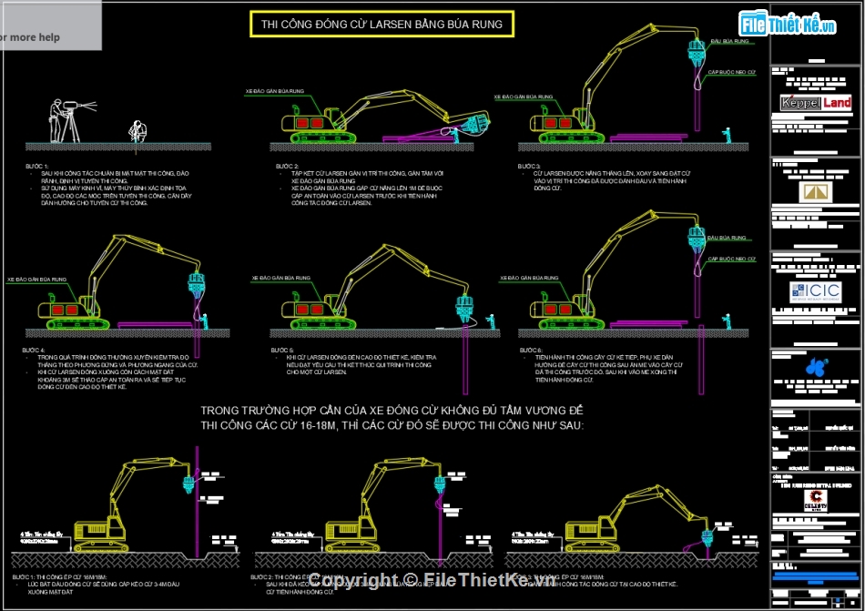 Bản vẽ  cad biện pháp thi công,cừ larsen,Bản vẽ thi công