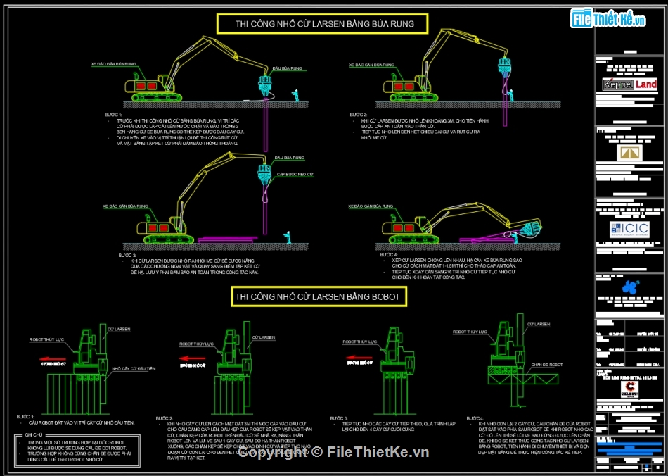 Bản vẽ  cad biện pháp thi công,cừ larsen,Bản vẽ thi công