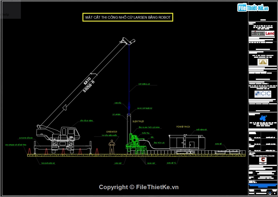 Bản vẽ  cad biện pháp thi công,cừ larsen,Bản vẽ thi công