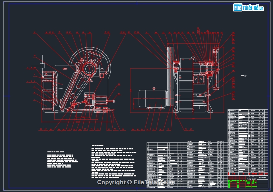 Bản vẽ máy nghiền,máy nghiền hàm,cad máy nghiền,máy nghiền hàm cad