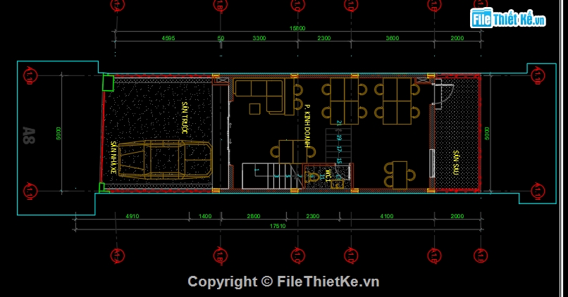 Bản vẽ nhà phố,điện nhà 4 tầng,Bản vẽ CAD nhà phố 4 tầng 5x16m ( kiến trúc,kết cấu,điện nước),kiến trúc 5 tầng